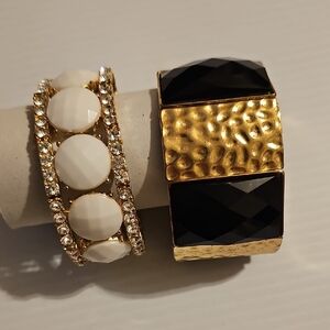 Chic Gold and Black Bracelet with White Accents